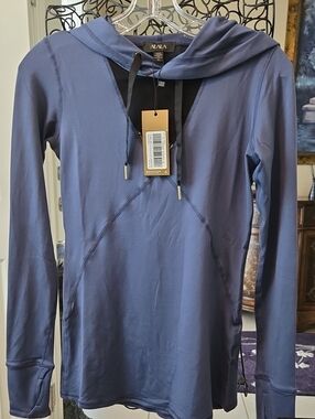NWT Alala Activewear Indigo Blue Hooded Pullover Sz xs